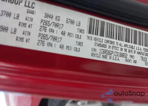 2012 Ram 1500 Slt z USA, uszkodzony, nr VIN 1C6RD6GP1CS168652